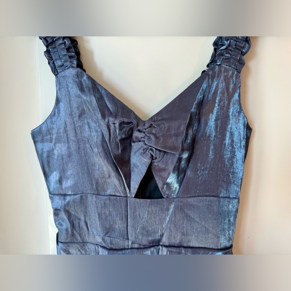 Tiered Cutout‎ Metallic Blue Dress Size S - Picture 4 of 6